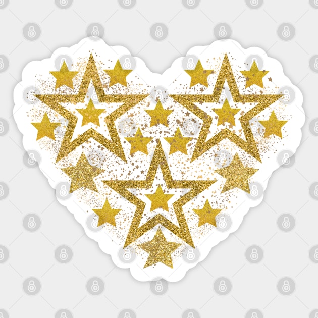 Gold stars in heart shape Sticker by Nano-none